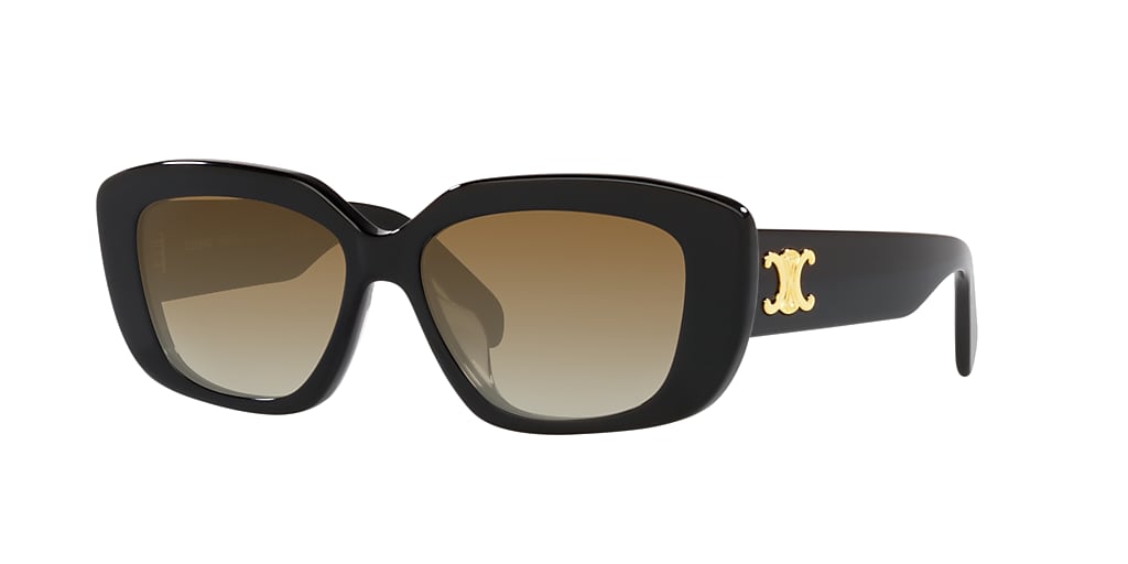 Celine CL40216U 55 Brown Grad & Black Shiny Sunglasses | Sunglass Hut USA