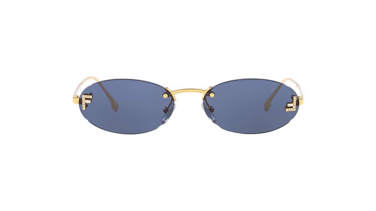 Fendi FE4075US 54 Blue & Gold Shiny Sunglasses