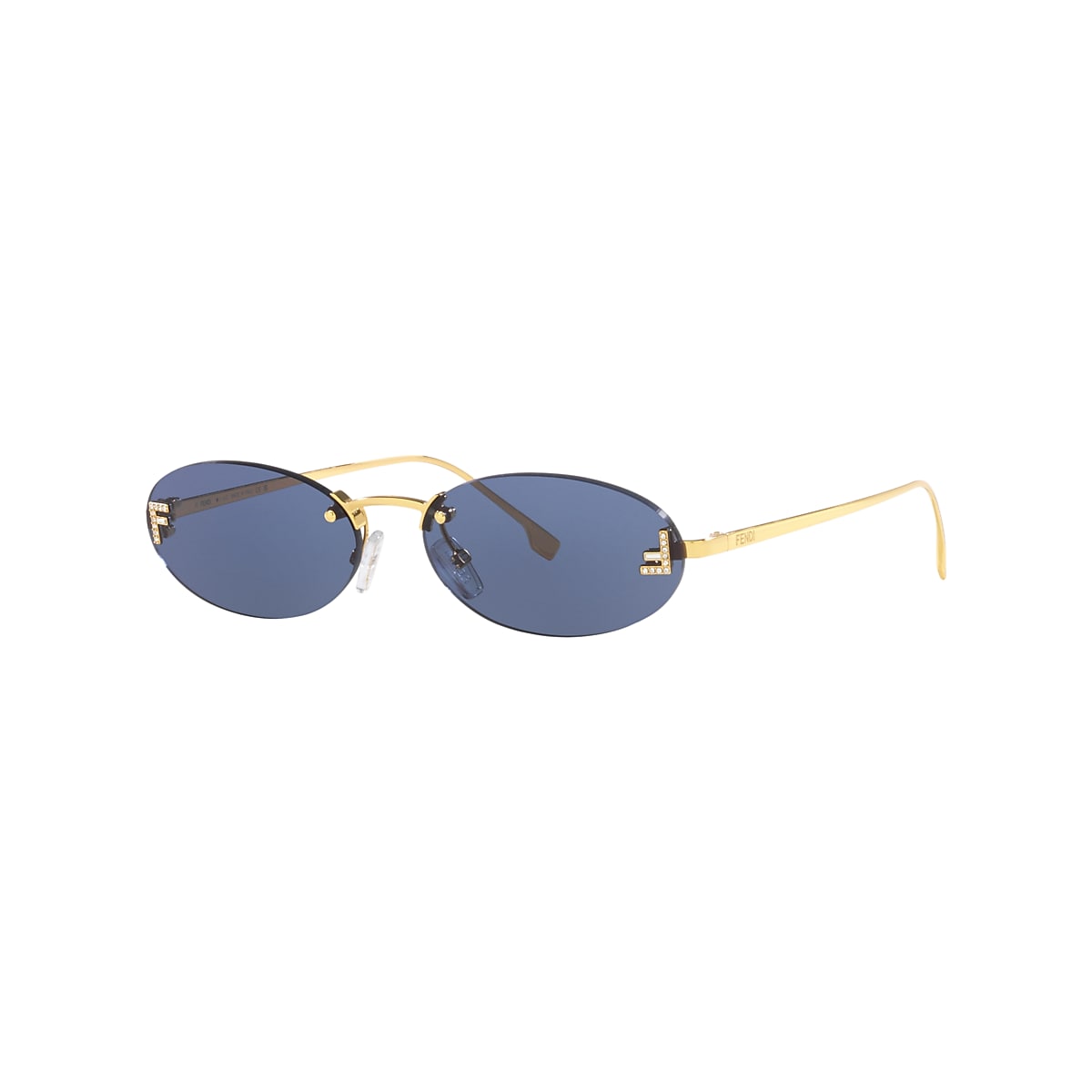 Fendi FE4075US 54 Blue & Gold Shiny Sunglasses | Sunglass Hut