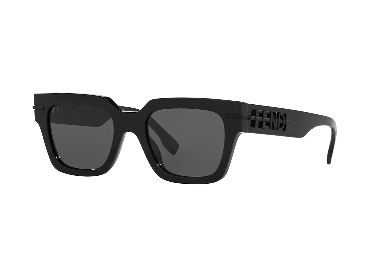 FENDI FN000656 Black Shiny - Male Sunglasses, Blue Lens