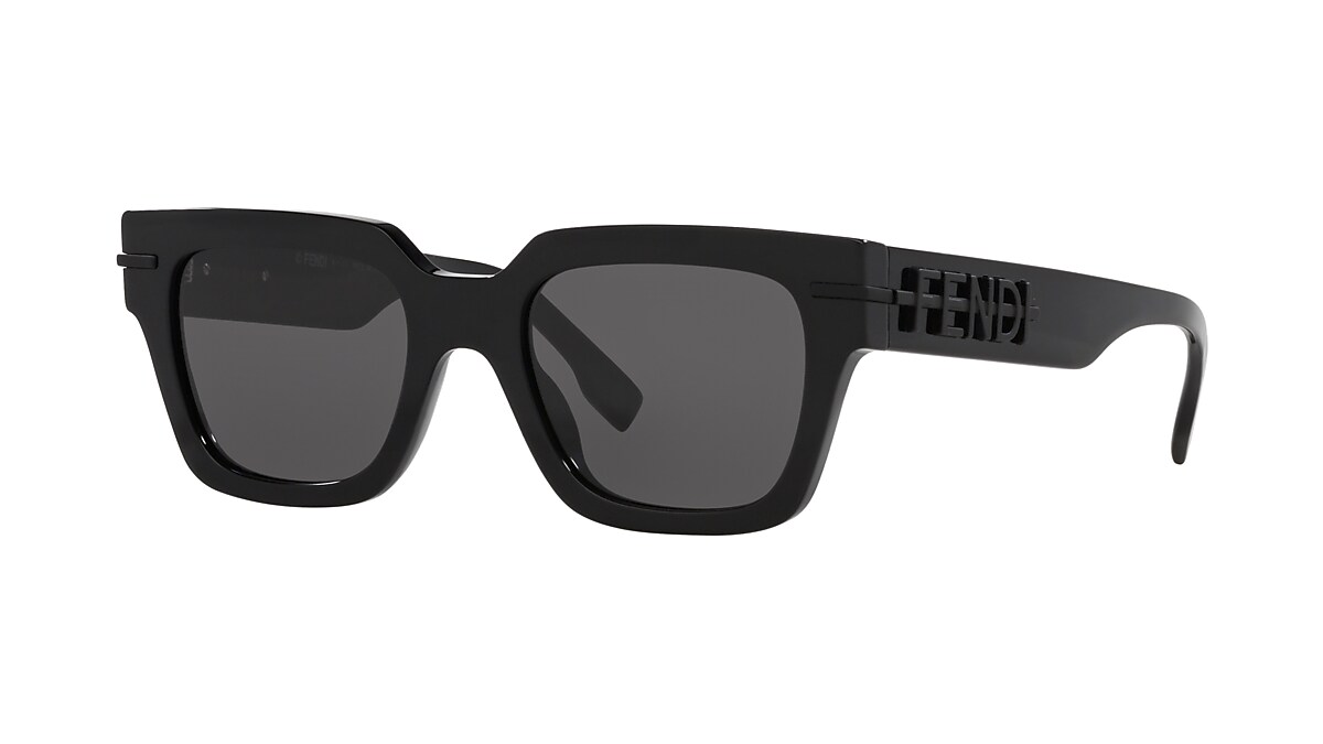 FENDI FN000656 Black Shiny - Male Sunglasses, Blue Lens