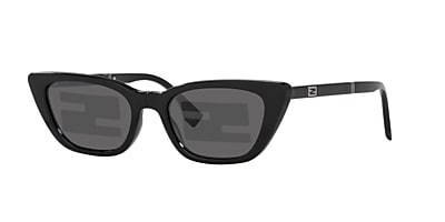 Fendi FE40089I 53 Black & Black Shiny Sunglasses | Sunglass Hut USA