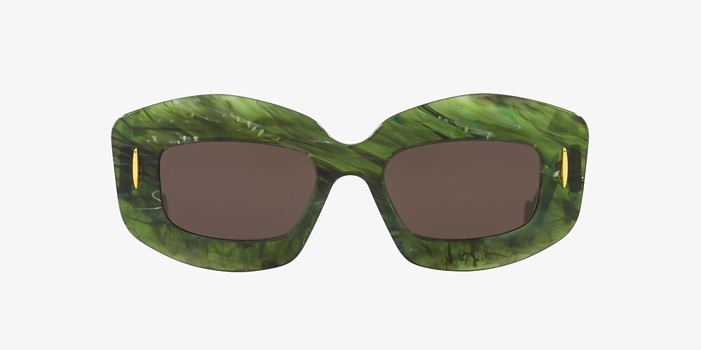 Loewe Chunky Anagram LW40114I 49 Brown & Green Sunglasses