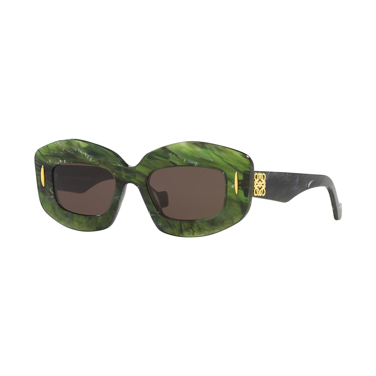 LOEWE Chunky Anagram LW40114I Green - Woman Sunglasses, Brown Lens