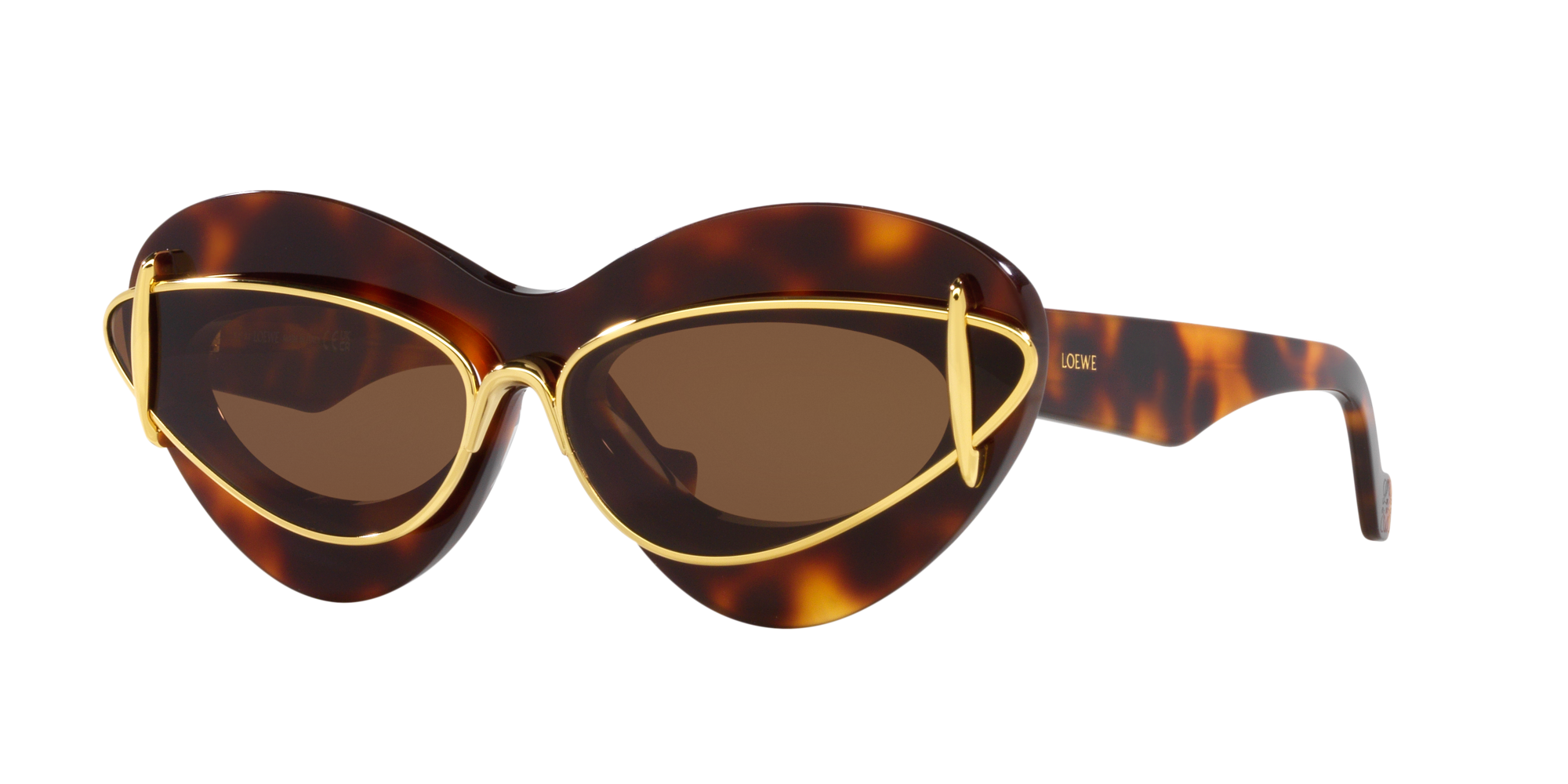 Loewe Womens Double-frame Cat-eye Acetate And Metal Sunglasses Dark Havana In Brown