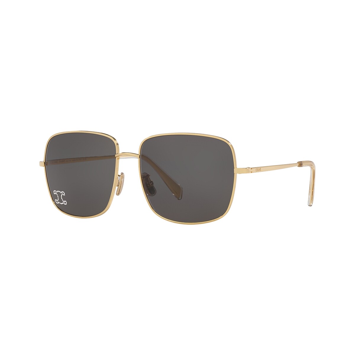 NEW CELINE SUNGLASSES GOLD GREY WOMEN EYEWEAR CELINE CL40284U 30A CELINE Rhinestone Triomphe CL40284U 30A 59 – Women main image 2