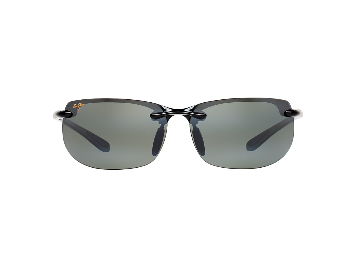 MAUI JIM BANYANS Black Shiny - Male Sunglasses, Grey Mir Pol Lens
