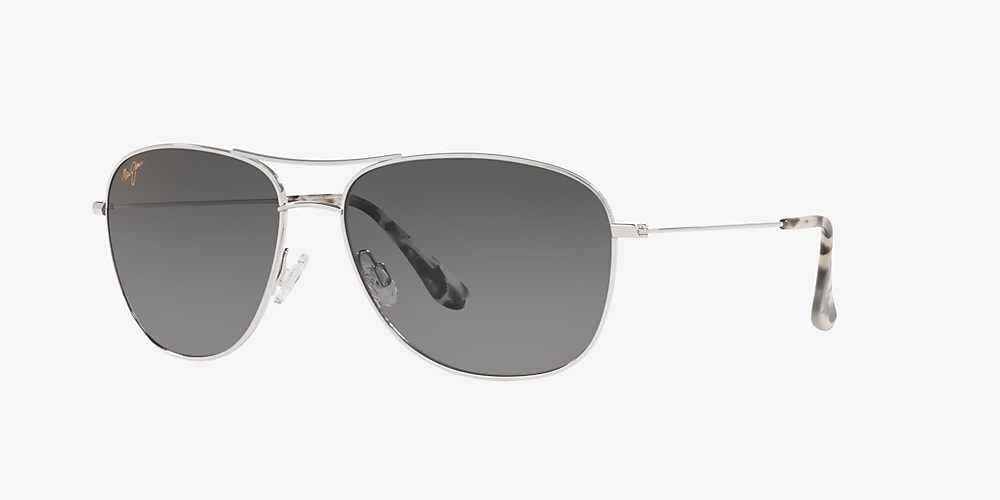 Maui Jim CLIFF HOUSE 59 Grey-Black & Silver Polarized Sunglasses | Sunglass  Hut USA