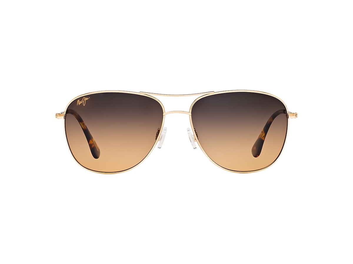 MAUI JIM Cliff House Gold - Unisex Sunglasses, HCLU+00AD Bronze Polarized  Lens