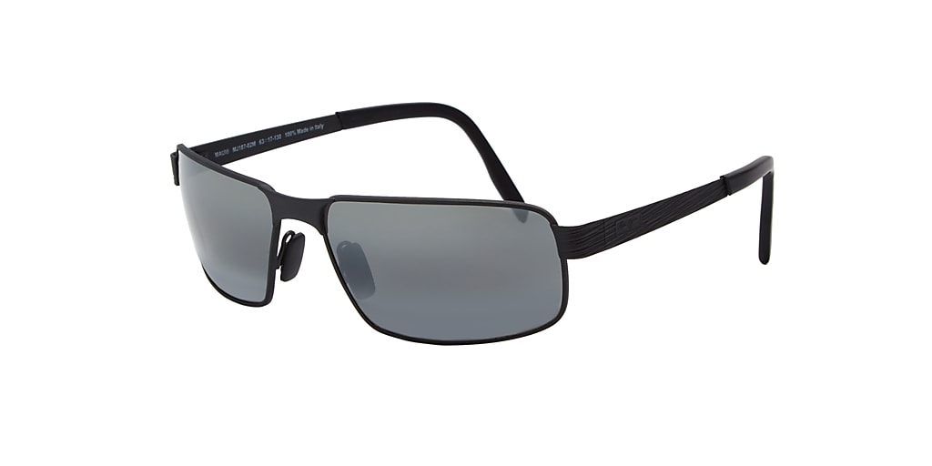 Maui Jim 187 CASTAWAY 63 Grey-Black & Matte Black Polarized Sunglasses ...