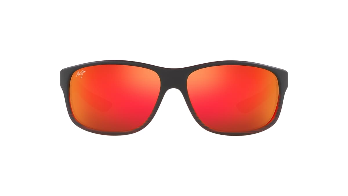 Maui Jim Equator 681 Glass Polarized Sunglasses - Black/Red/Hawaii Lava  Mirror - Large