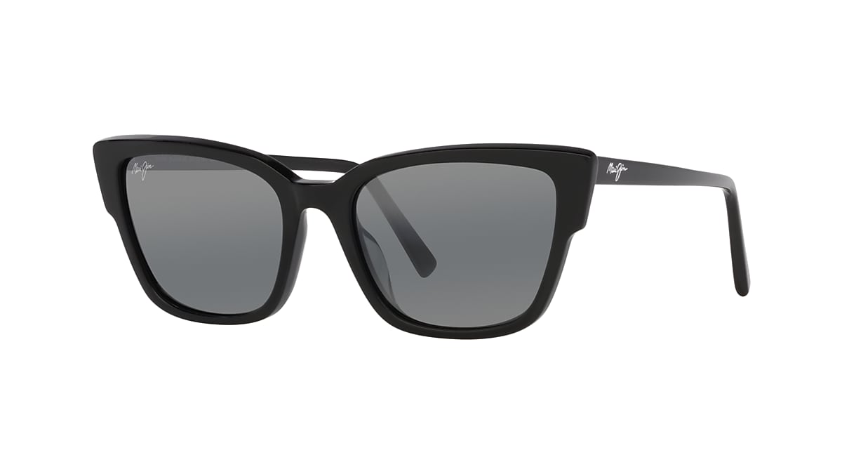 MAUI JIM Kou Black Shiny - Woman Sunglasses, Neutral Grey Polarized Lens