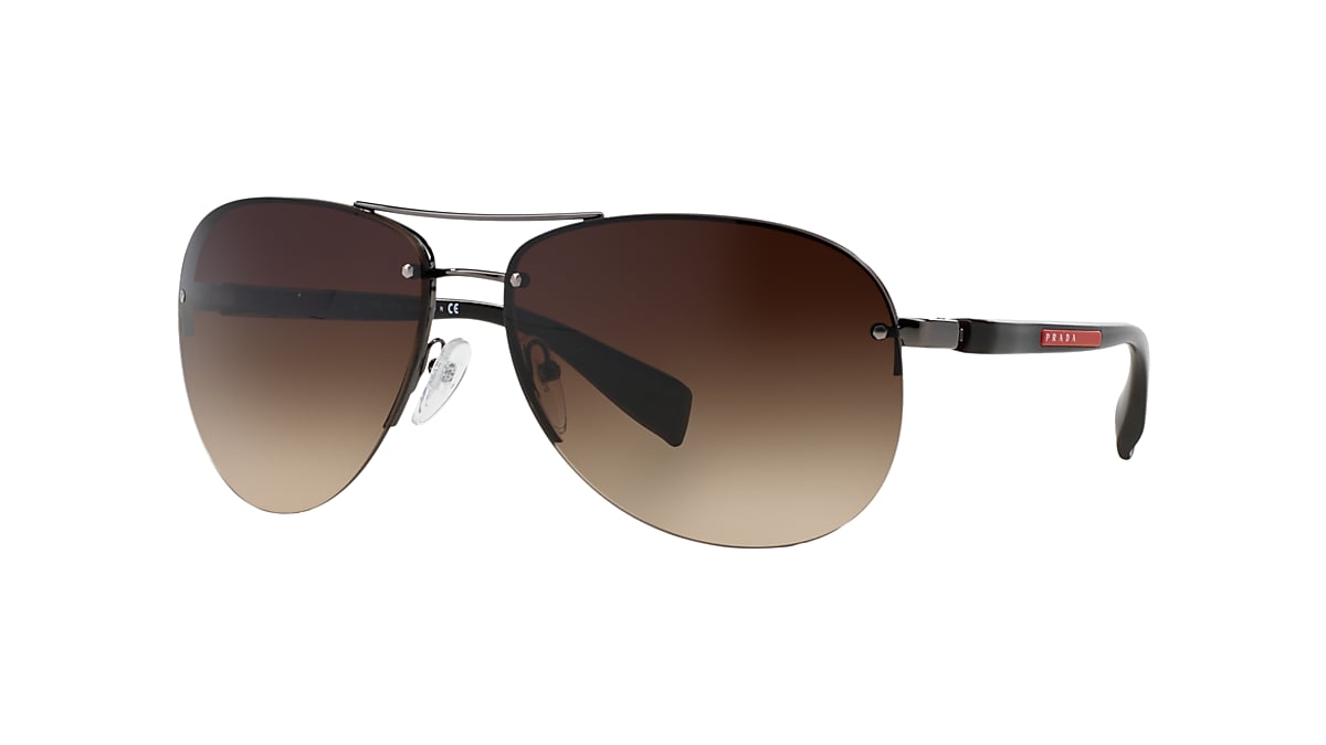 Prada Linea Rossa PS 56MS 65 Brown Gradient Gunmetal Sunglasses