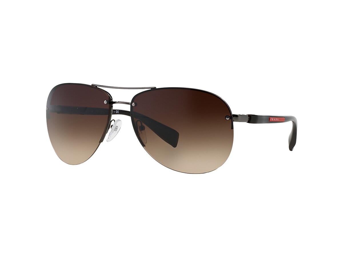 Prada Linea Rossa PS 56MS 65 Brown Gradient Gunmetal Sunglasses