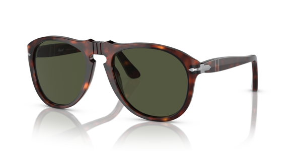 Óculos de sol Persol 649 Original PO0649, formato aviador, armação em acetato havana, lente verde cristal