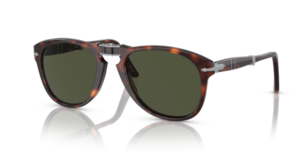Óculos de sol Persol 714 Original PO0714, formato aviador, armação em acetato havana, lente verde cristal