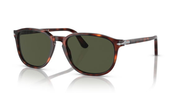 Óculos de sol Persol PO3019S, formato quadrado, armação em acetato tartaruga, lente verde