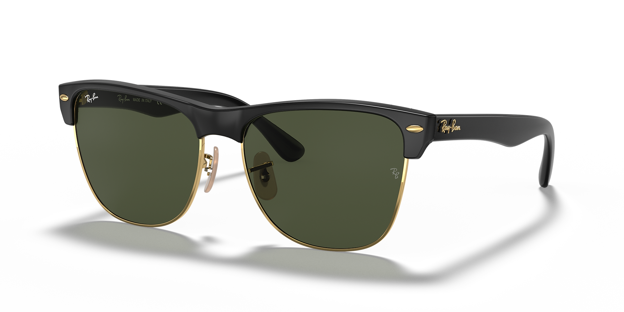 Ray-Ban RB4175 Clubmaster Oversized 57 Green & Black On Gold Sunglasses ...