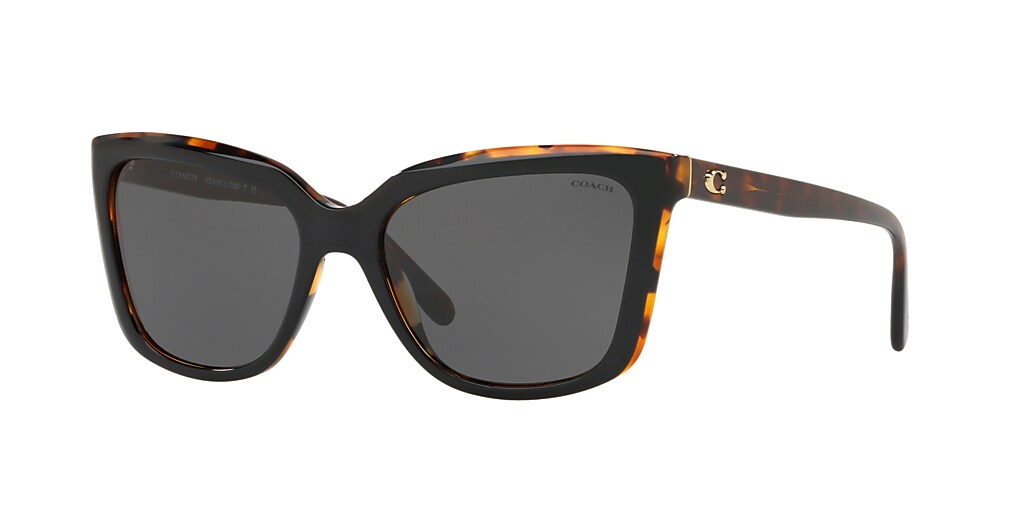 Coach HC8261 L1059 56 Dark Grey & Black Tortoise Laminate Sunglasses ...