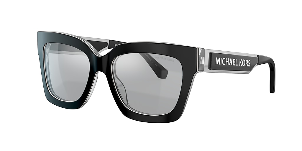 Michael Kors MK2102 BERKSHIRES 54 Light Silver Mirror & Black Sport Laminate Sunglasses 