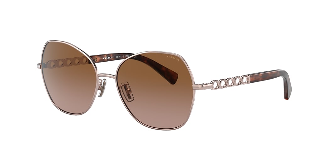 Coach HC7112 L1130 56 Brown Rose Gradient & Rose Gold Sunglasses