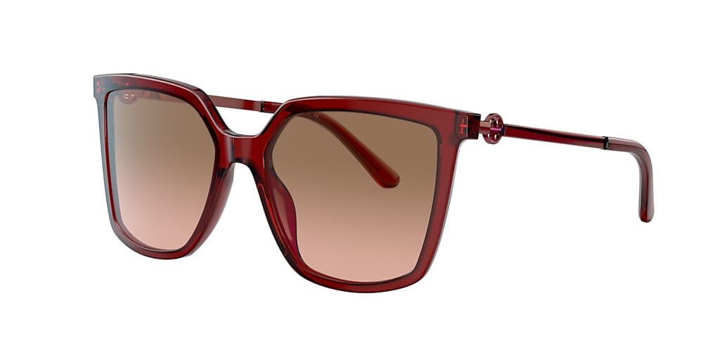 Tory Burch TY7146 55 Rose Brown Gradient & Transparent Red Sunglasses ...