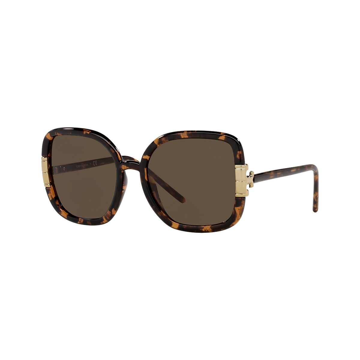 Tory Burch TY9063U 56 Solid Brown & Dark Tortoise Sunglasses 