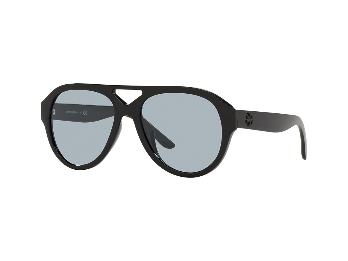Tory Burch TY9069U 55 Sky Blue Solid & Shiny Black Sunglasses | Sunglass  Hut USA