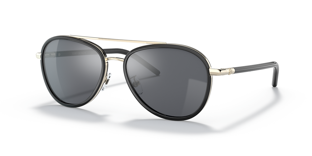 Tory Burch TY6089 57 Dark Grey Flash Mirror & Black Sunglasses | Sunglass  Hut USA