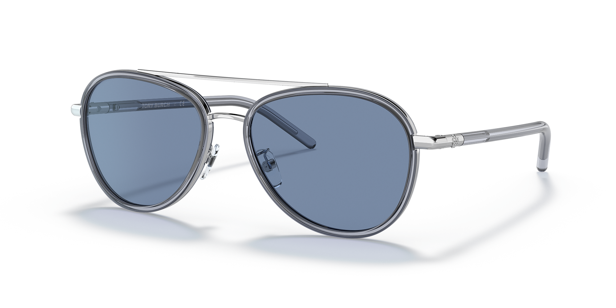 Tory Burch TY6089 57 Solid Azure & Transparent Azure Sunglasses ...