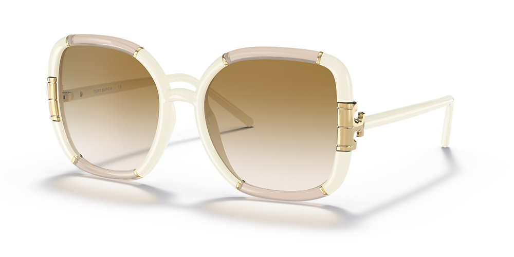 Tory Burch TY9071U 57 Beige Gradient & Transparent Beige/Ivory Sunglasses |  Sunglass Hut USA