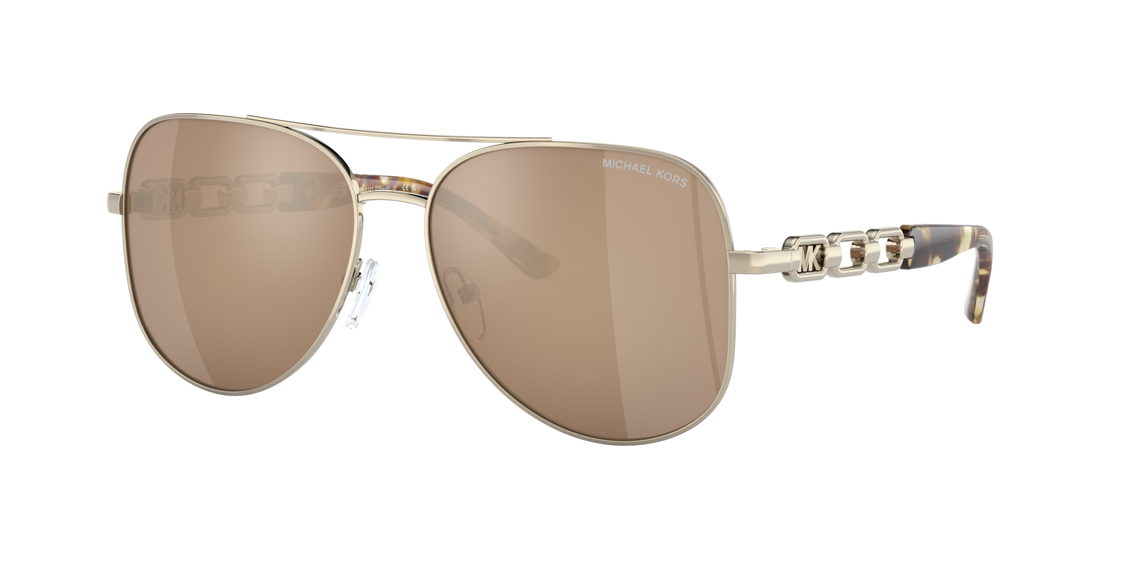 Shop Michael Kors Woman Sunglasses Mk1121 Chianti In Gold Mirror