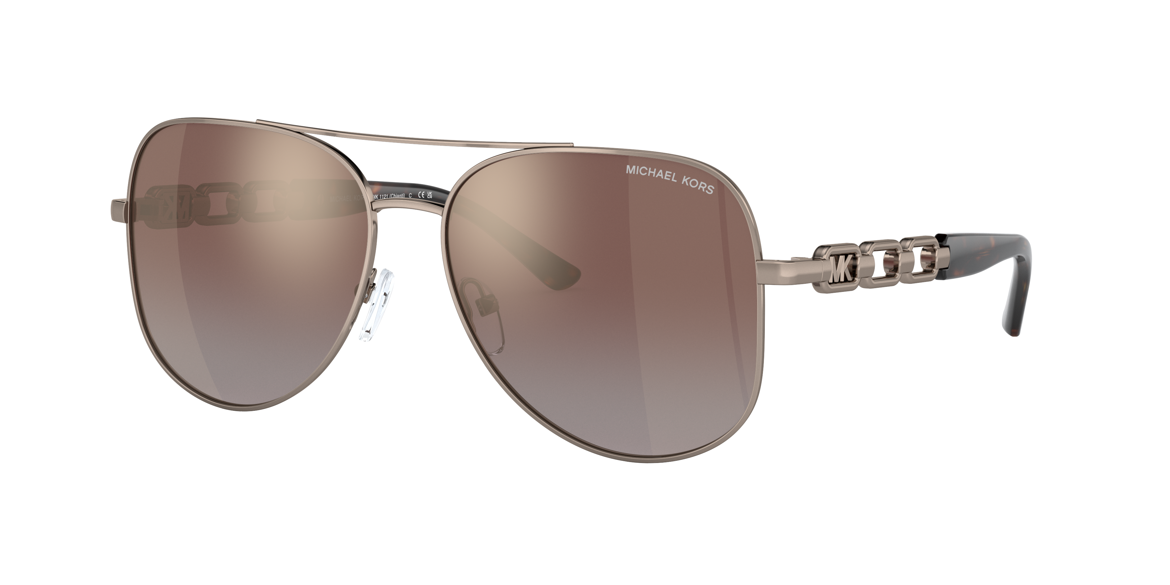 Shop Michael Kors Woman Sunglasses Mk1121 Chianti In Caramel Silver Flash