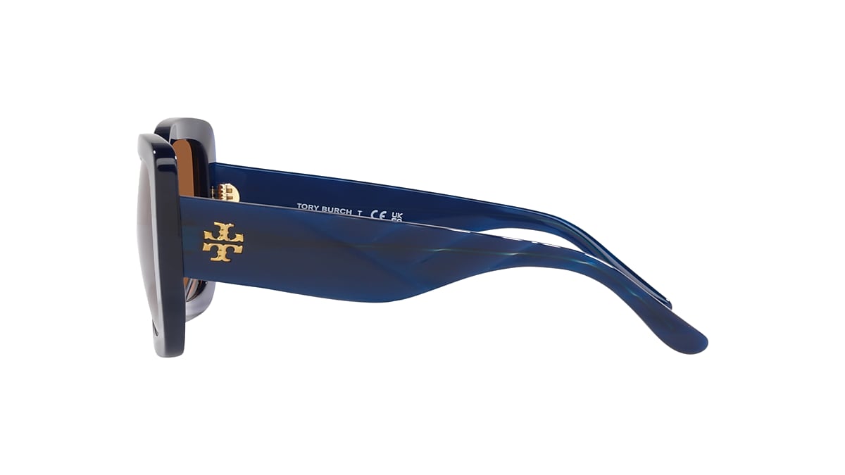 Tory Burch TY7179U 54 Solid Brown & Transparent Navy Sunglasses