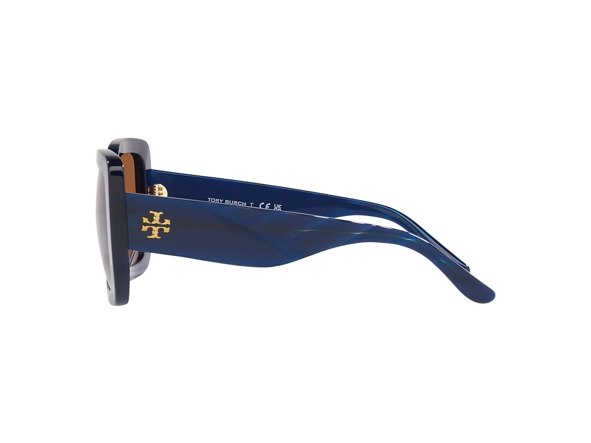 Tory Burch TY7179U 54 Solid Brown & Transparent Navy Sunglasses