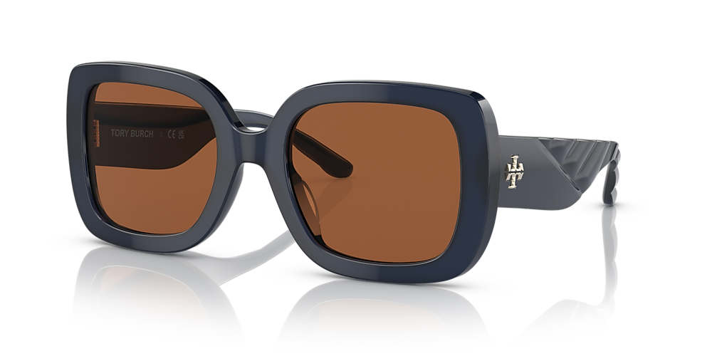 Tory Burch TY7179U 54 Solid Brown & Transparent Navy Sunglasses | Sunglass  Hut USA