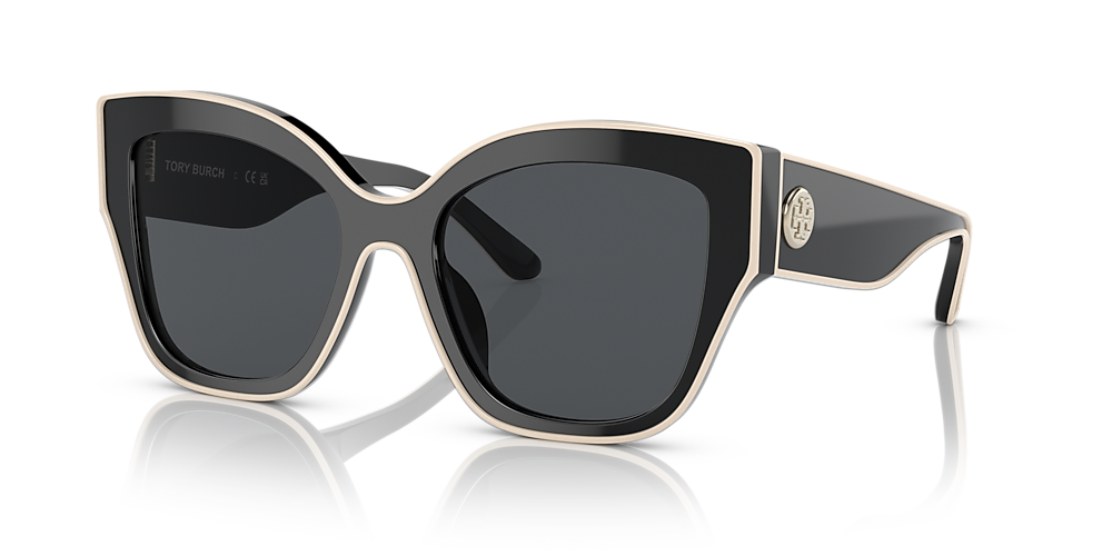 Tory Burch TY7184U 54 Solid Grey & Black With Ivory Piping Sunglasses |  Sunglass Hut USA