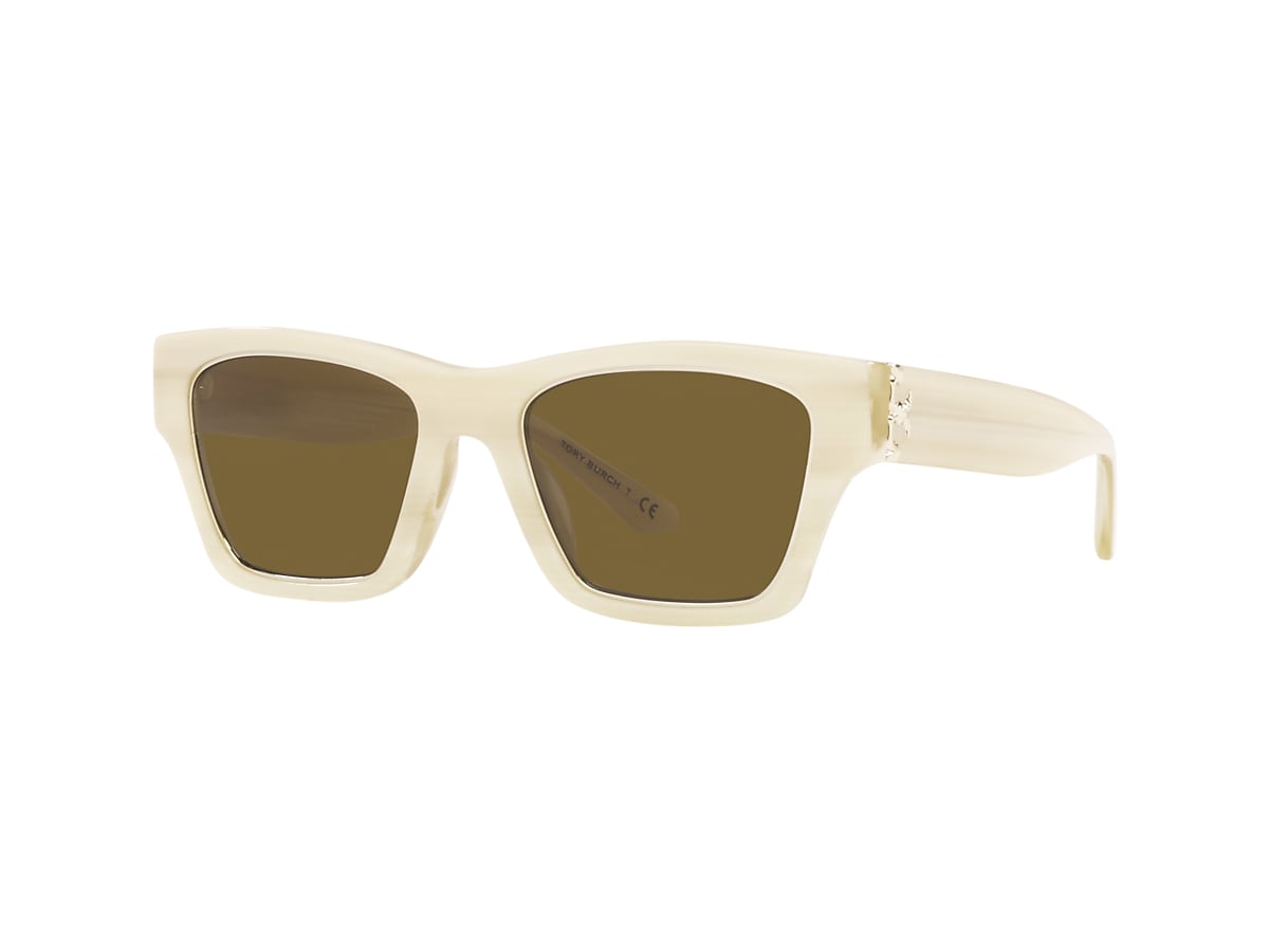 Tory Burch TY7186U 53 Solid Olive & Ivory Horn Sunglasses | Sunglass Hut USA