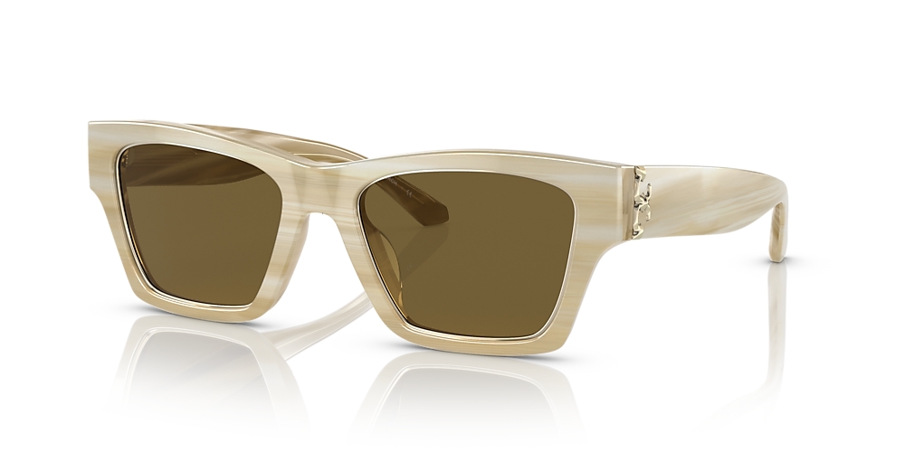 Tory Burch TY7186U 53 Solid Olive & Ivory Horn Sunglasses | Sunglass Hut USA