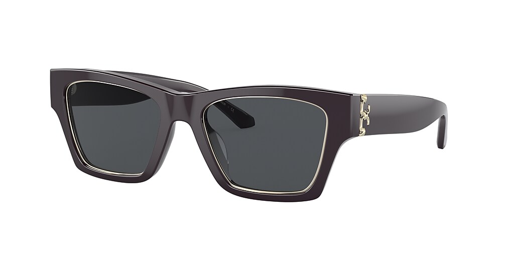 Tory Burch TY7186U 53 Solid Grey & Ox Blood Sunglasses | Sunglass Hut USA