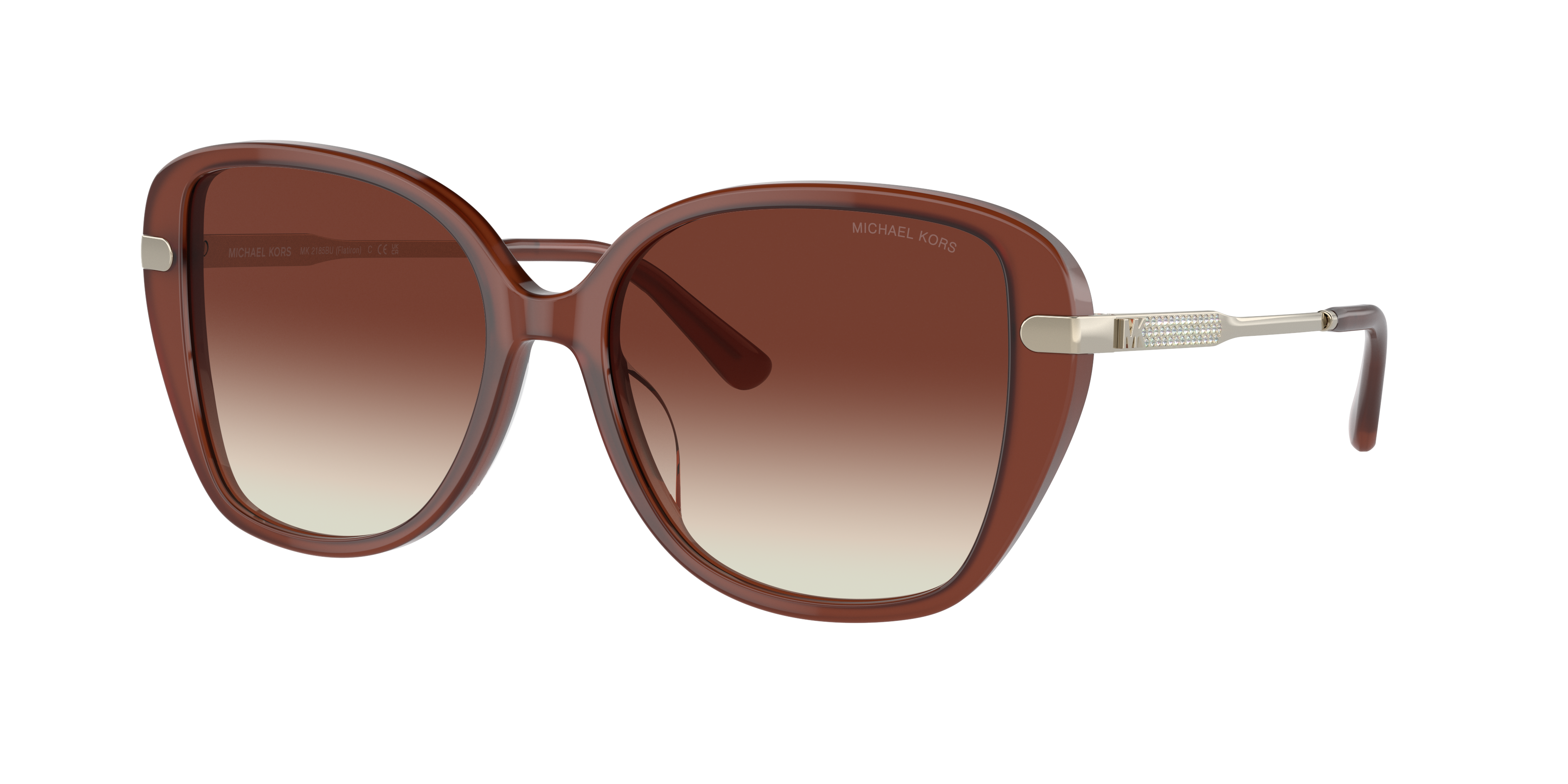 Shop Michael Kors Woman Sunglasses Mk2185bu Flatiron In Brown Sunset Gradient