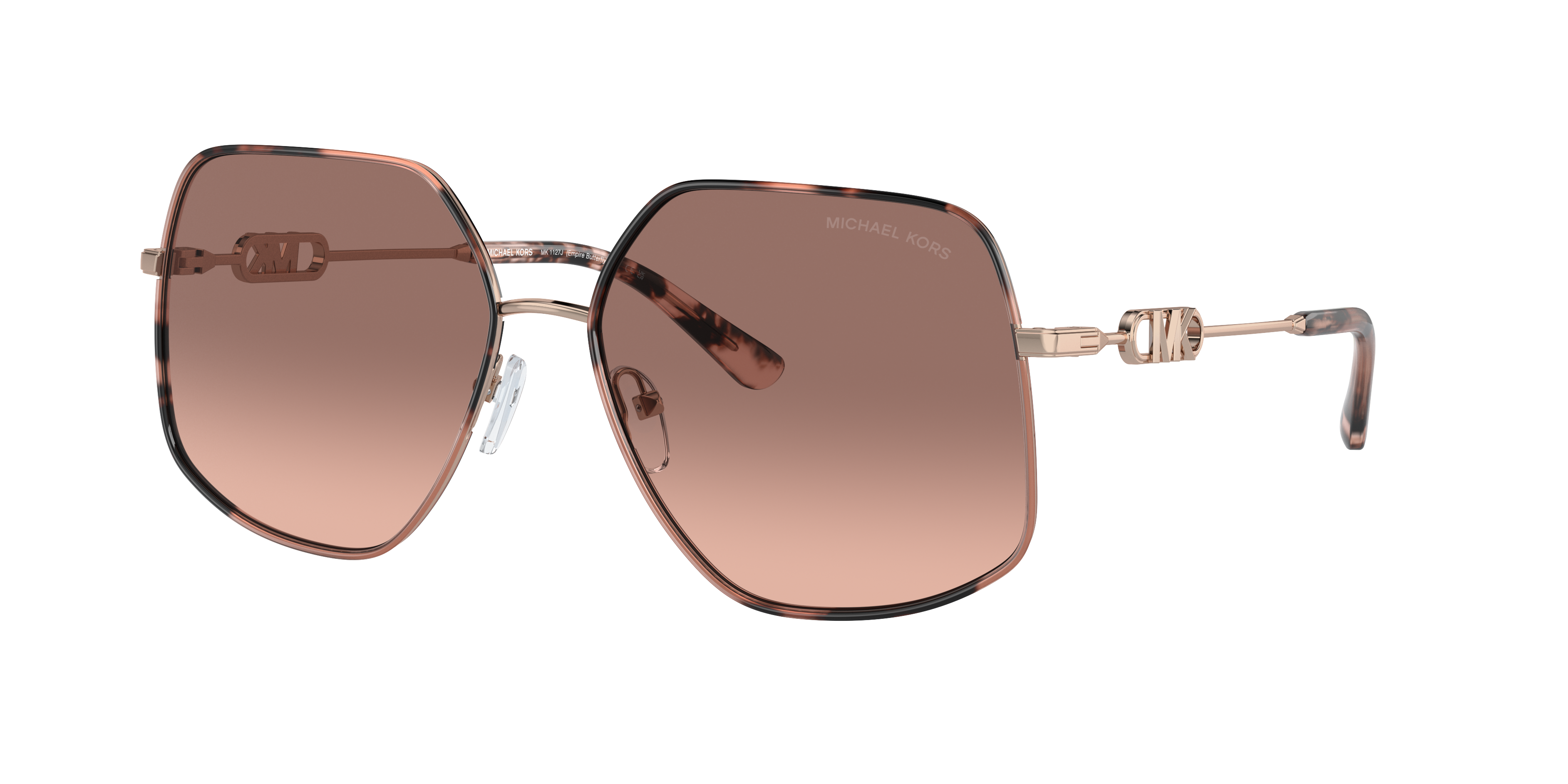 Shop Michael Kors Woman Sunglasses Mk1127j Empire Butterfly In Brown Pink Gradient