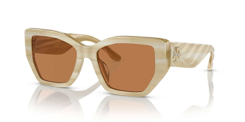 Tory Burch TY7187U 53 Brown & Ivory Horn Sunglasses | Sunglass Hut USA