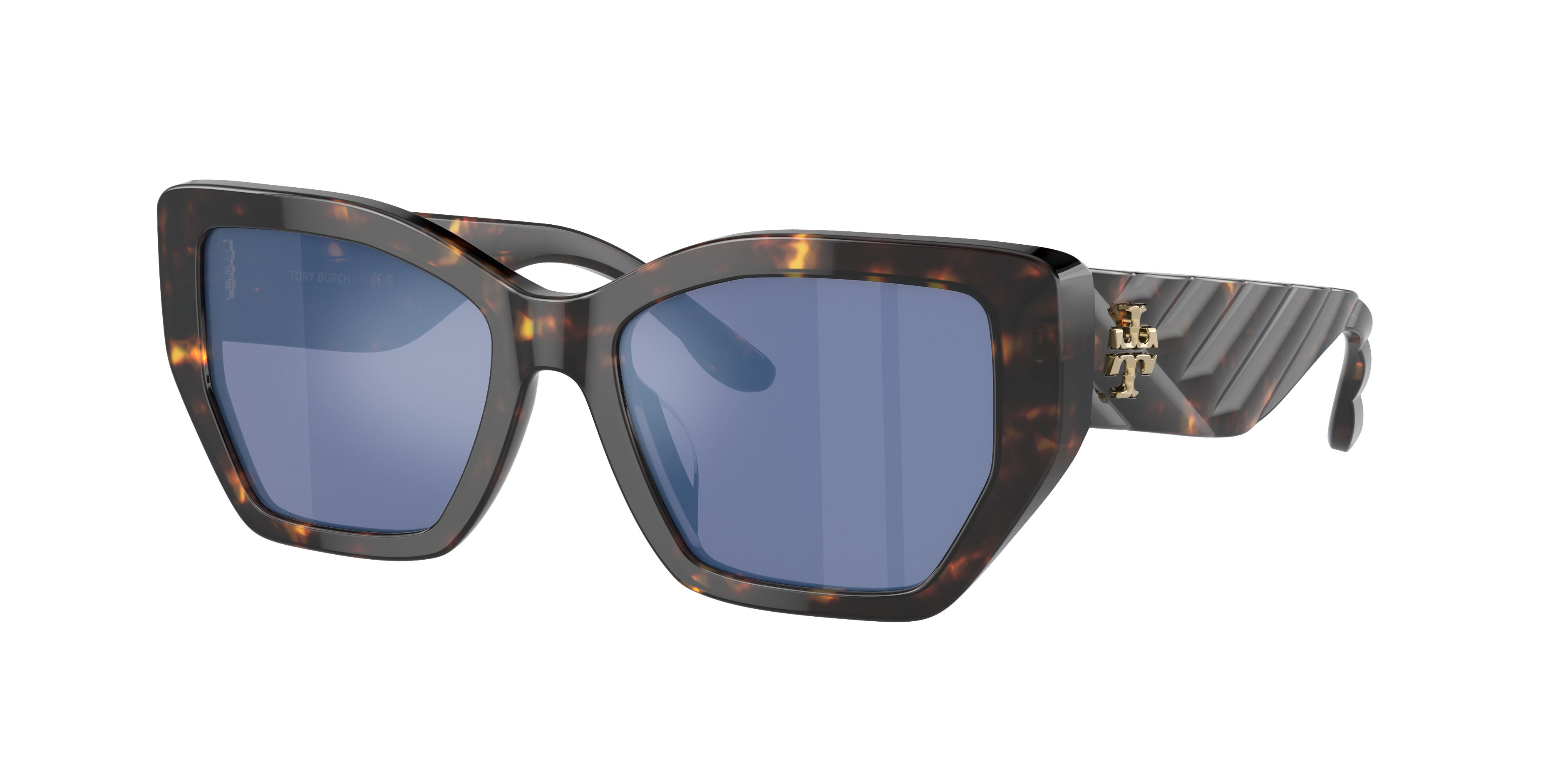 Shop Tory Burch Woman Sunglass Ty7187u In Dark Blue Violet Mirror