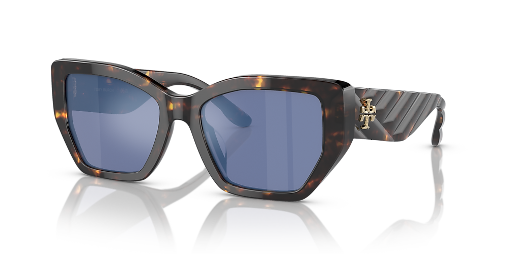 Tory Burch TY7187U 53 Dark Blue Violet Mirror & Brown Tortoise Sunglasses |  Sunglass Hut USA