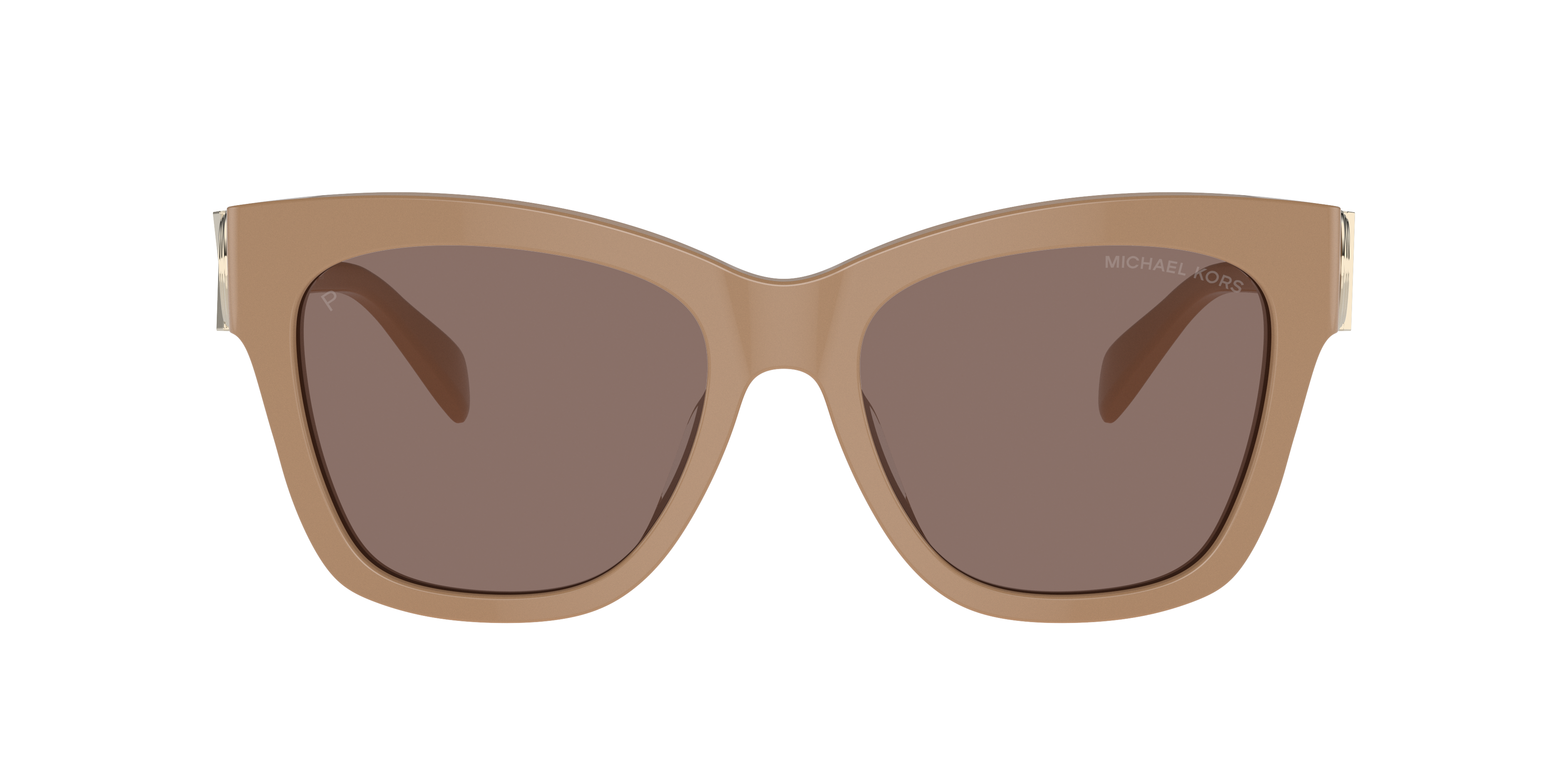 Shop Michael Kors Woman Sunglasses Mk2182u Empire Square In Brown Solid Polarized