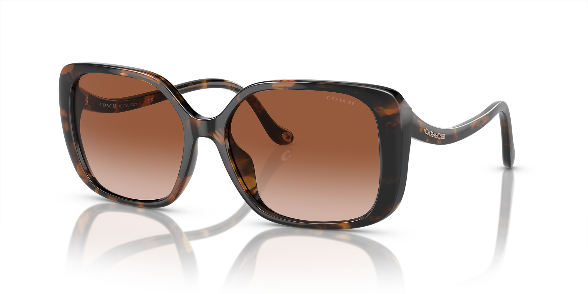 Coach HC8376U CL929 56 Brown Peach Gradient & Dark Tortoise Sunglasses ...