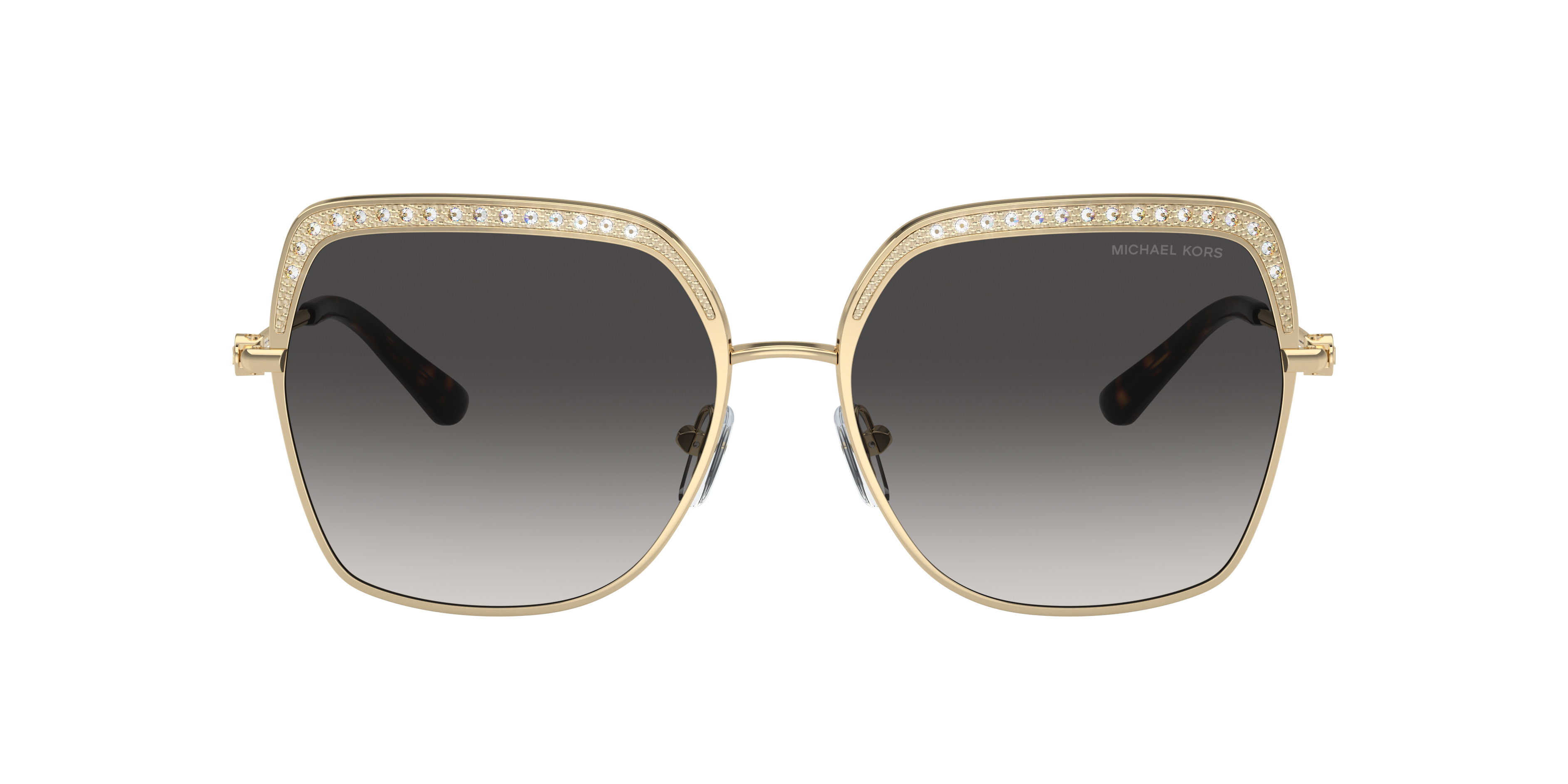 Michael Kors Womens Gold Mk1141 Greenpoint Square-frame Metal Sunglasses In Grey Gradient