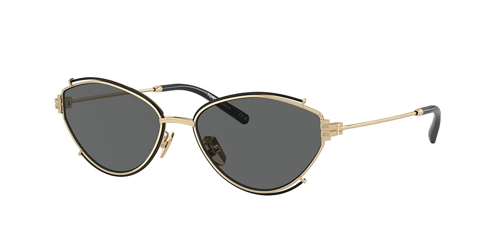 Tory Burch TY6103 55 Dark Grey & Shiny Gold Sunglasses | Sunglass Hut USA