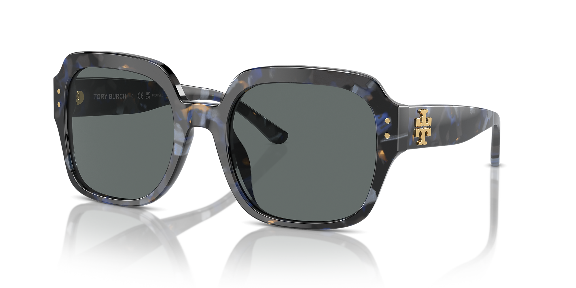 Tory Burch TY7143U 56 Dark Grey Polarized & Blue Tortoise Polarized